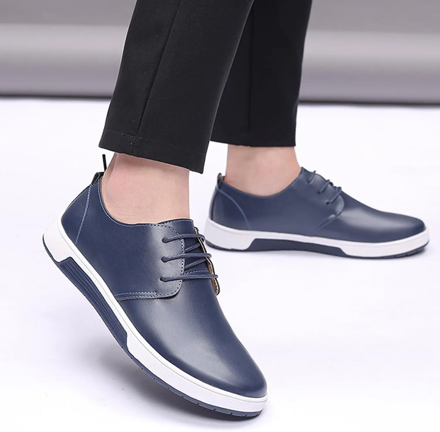 Men's Casual Oxford Shoes Walking Formal Wedding Shoes Laces-up Hollow Breathable Dress Shoes Fashion Flat Sneakers