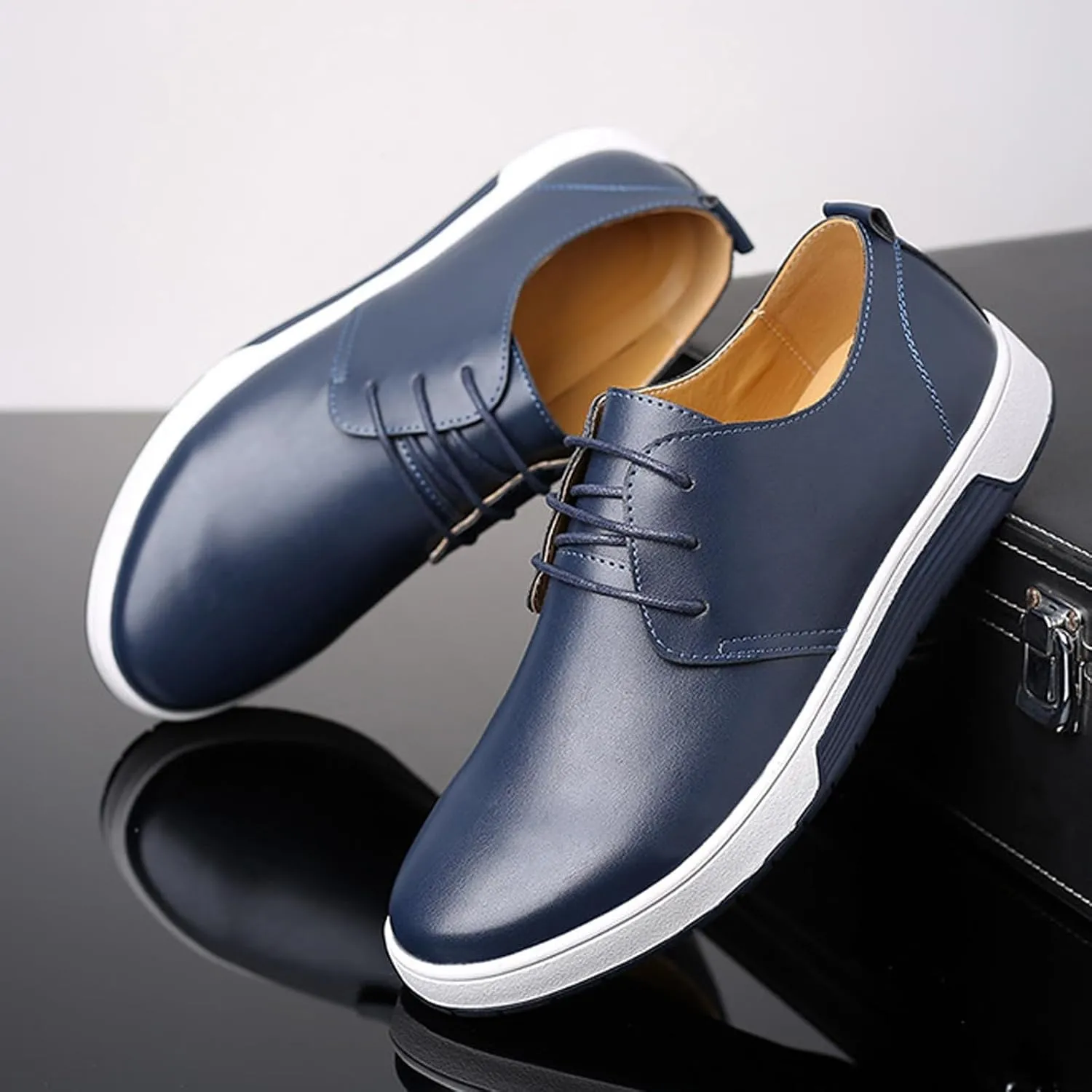Men's Casual Oxford Shoes Walking Formal Wedding Shoes Laces-up Hollow Breathable Dress Shoes Fashion Flat Sneakers
