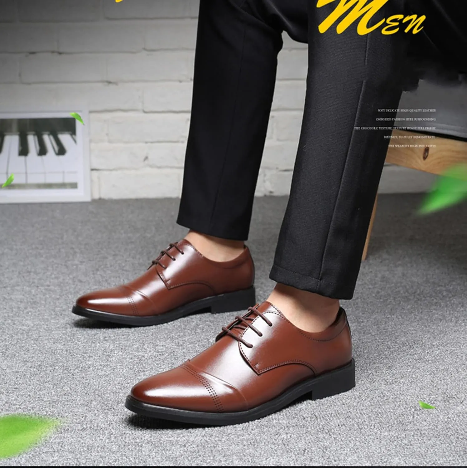 Men's Dress Shoes Classic Oxfords Formal Business Shoes Modern Derby Oxford Lace-Up Shoes for Mens