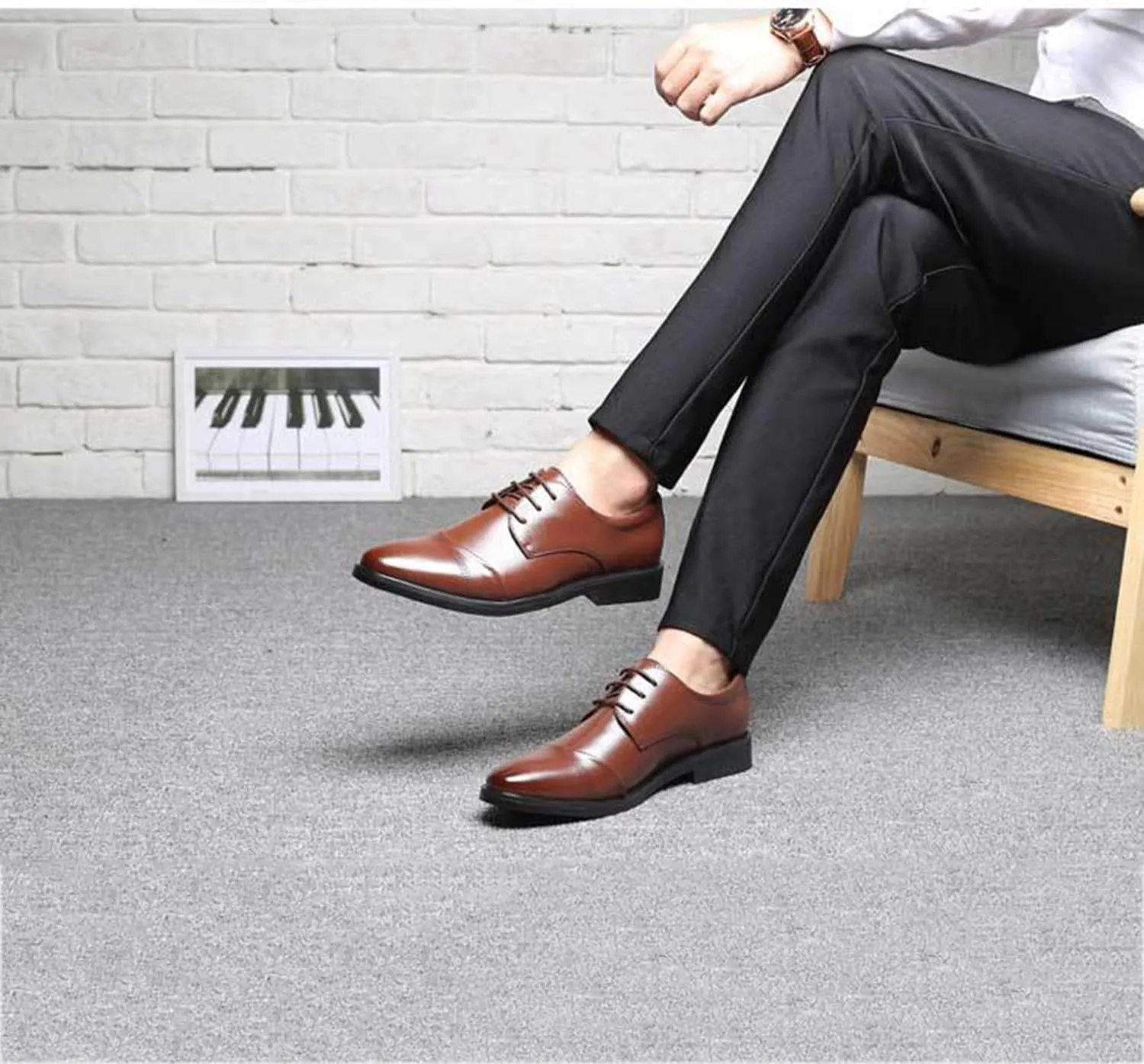 Men's Dress Shoes Classic Oxfords Formal Business Shoes Modern Derby Oxford Lace-Up Shoes for Mens