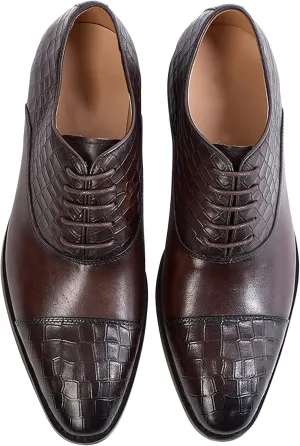 Mens Dress Shoes Formal Oxfords Genuine Leather Pointed Derby Fashion Prom Wedding Business Casual Suit Shoes Comfortable Tuxedo Shoes for Men