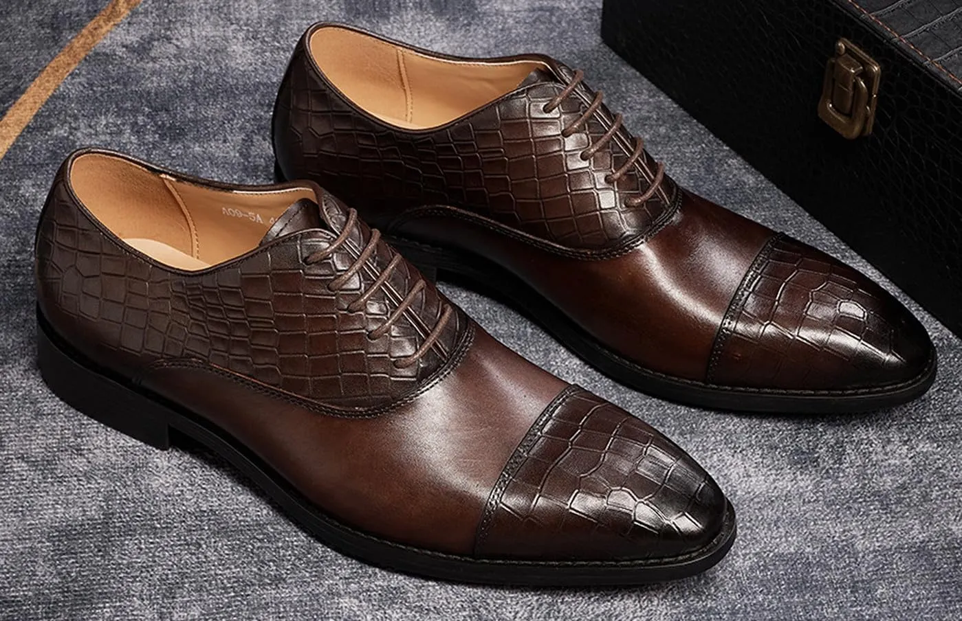 Mens Dress Shoes Formal Oxfords Genuine Leather Pointed Derby Fashion Prom Wedding Business Casual Suit Shoes Comfortable Tuxedo Shoes for Men