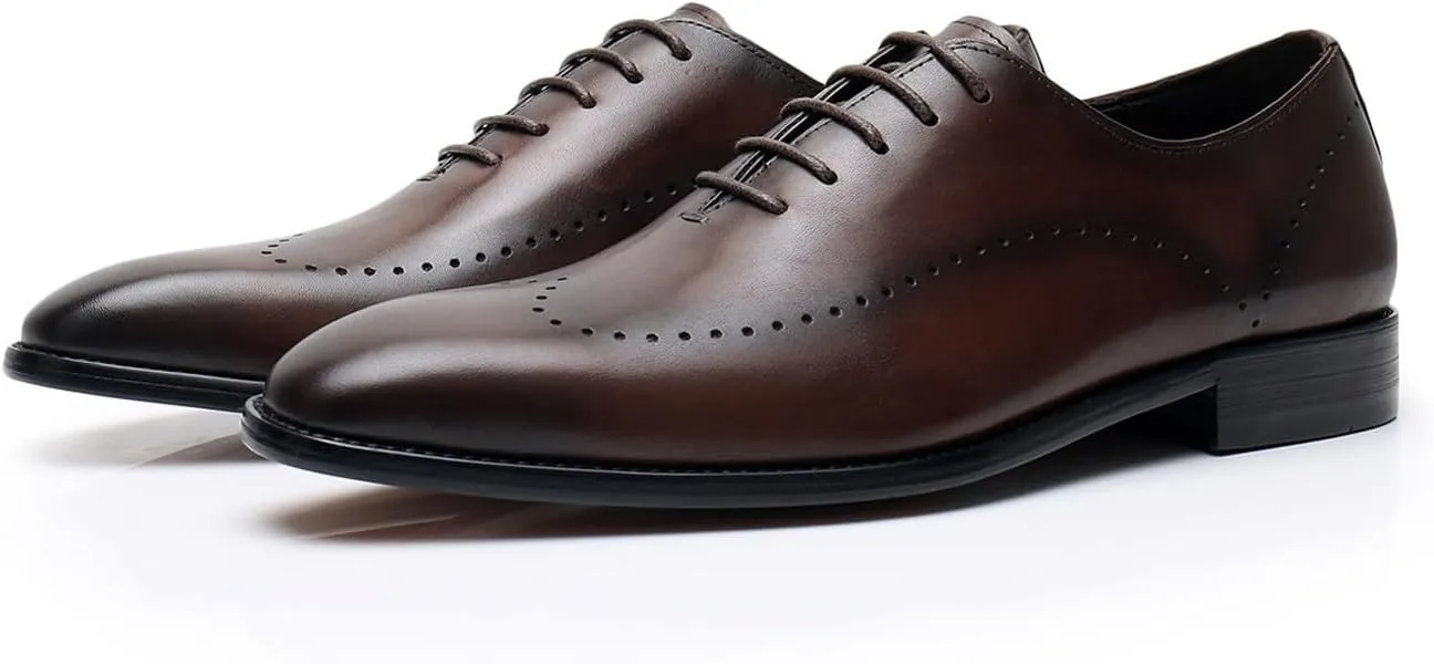 Mens Dress Shoes Formal Oxfords Genunie Leather Modern Whole Cut Oxford Fashion Prom Wedding Derby Business Casual Suit Shoes Tuxedo Shoes for Men