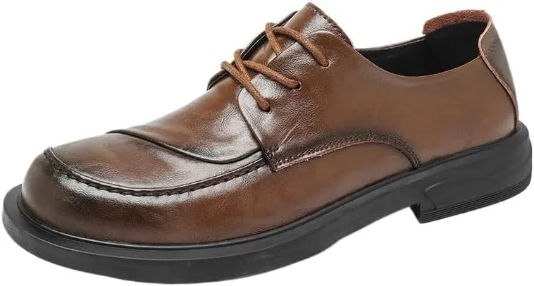 Men's Dress Shoes, Lace Up Dress Shoes Platform Breathable Casual Business Luxury Genuine Leather Heightening Shoes