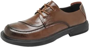 Men's Dress Shoes, Lace Up Dress Shoes Platform Breathable Casual Business Luxury Genuine Leather Heightening Shoes