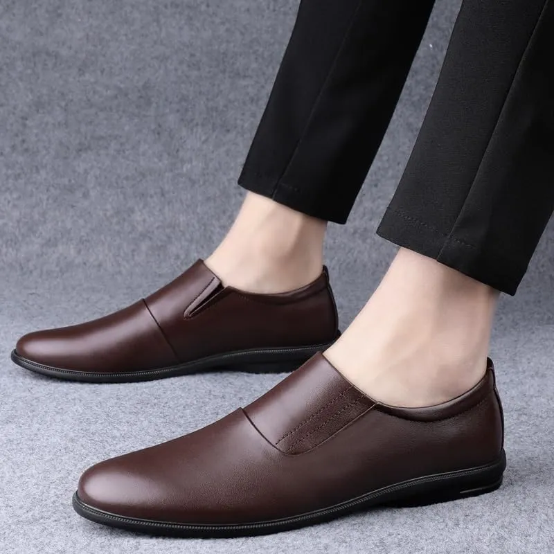 Men's Dress Shoes Slip On Pointed Toe Derbys Classic Formal Business Mens Oxfords Shoes
