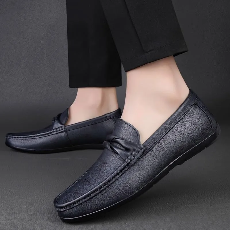 Men's Fashion Classic Round-Toe Slip-On Low Top Leather Dress Shoes Comfortable Formal Sneaker Oxfords Shoes for Men