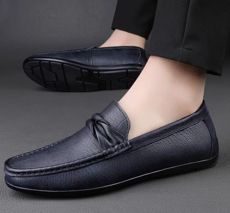 Men's Fashion Classic Round-Toe Slip-On Low Top Leather Dress Shoes Comfortable Formal Sneaker Oxfords Shoes for Men