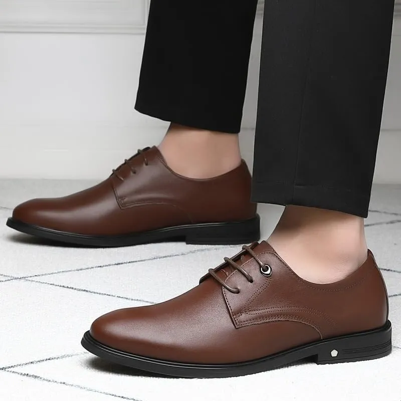 Mens Fashion Leather Shoes, Business Dress Nightclubs Oxfords Breathable Working Lace Up Shoes Footwear