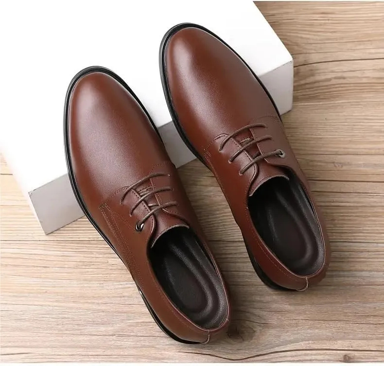 Mens Fashion Leather Shoes, Business Dress Nightclubs Oxfords Breathable Working Lace Up Shoes Footwear