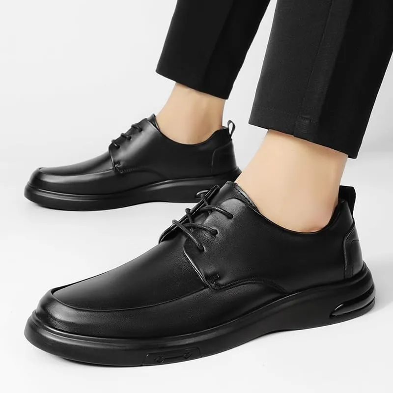Men's Genuine Leather Dress Shoes Mens Fashion Classic Pointed Toe Lace Up Low Oxfords Shoes