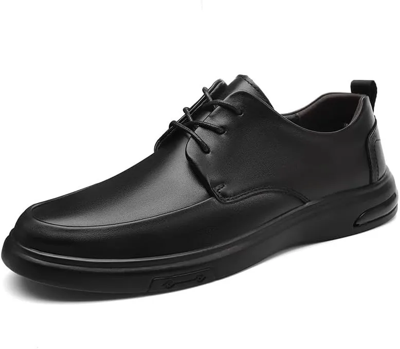 Men's Genuine Leather Dress Shoes Mens Fashion Classic Pointed Toe Lace Up Low Oxfords Shoes