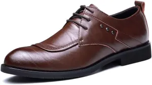 Men's Genuine Leather Low Dress Shoes Comfortable Fashion Casual Oxfords Shoes Breathable Lace-Up Mens Tuxedo Shoes