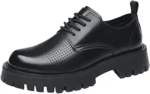 Men's Hollow Mesh Breathable Oxfords Formal Dress Shoes Classic Oxford Platform Dress Shoes Formal Business Full Leather Shoes for Men