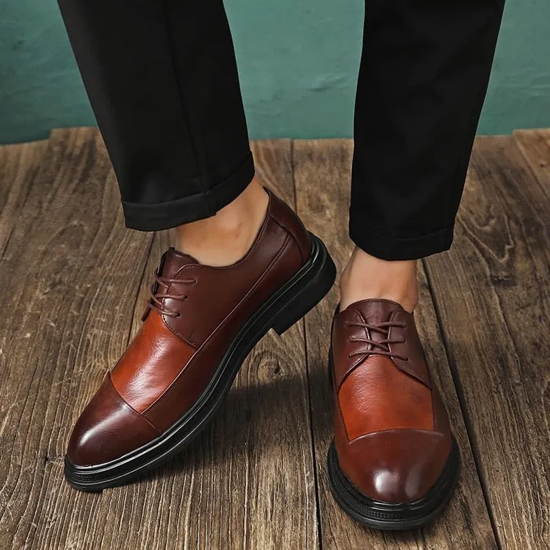 Men's Leather Formal Shoes, Luxury Brand Men's Loafers Dress Moccasins Breathable Slip on Black Driving Shoes