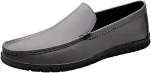 Men's Leather Hand Stitching Penny Loafers Lightweight Breathable Round Toe Slip On Flat Moccasins Outdoor Casual Driving Walking Shoes