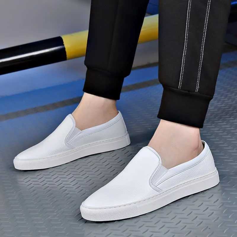 Mens Leather Loafers Lightweight Comfortable Round Toe Slip On Casual Moccasin Driving Shoes Stylish Versatile Classic Flats