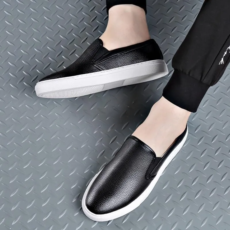 Mens Leather Loafers Lightweight Comfortable Round Toe Slip On Casual Moccasin Driving Shoes Stylish Versatile Classic Flats