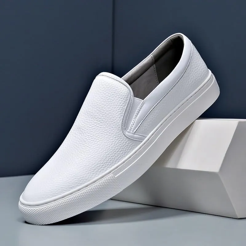 Mens Leather Loafers Lightweight Comfortable Round Toe Slip On Casual Moccasin Driving Shoes Stylish Versatile Classic Flats