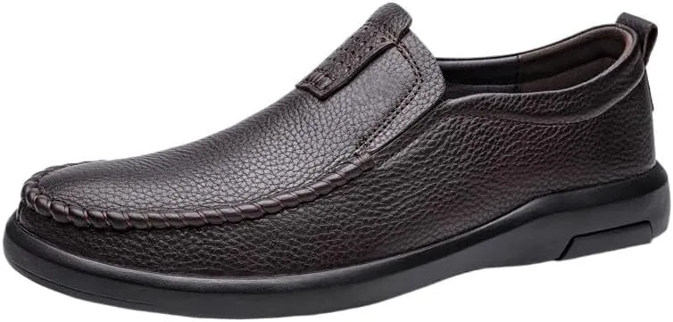Men's Leather Loafers Slip-Ons Moccasins for Men Summer Dress Shoes Lightweight and Breathable Flat Loafer Casual Driving Walking Shoes Oxford Shoes