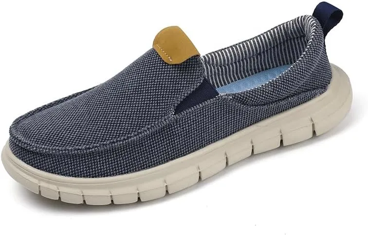 Mens Loafers Casual Slip-on Shoes - Mens Boat Shoes Comfy Lightweight Canvas Non-Slip Sneakers Walking Shoes