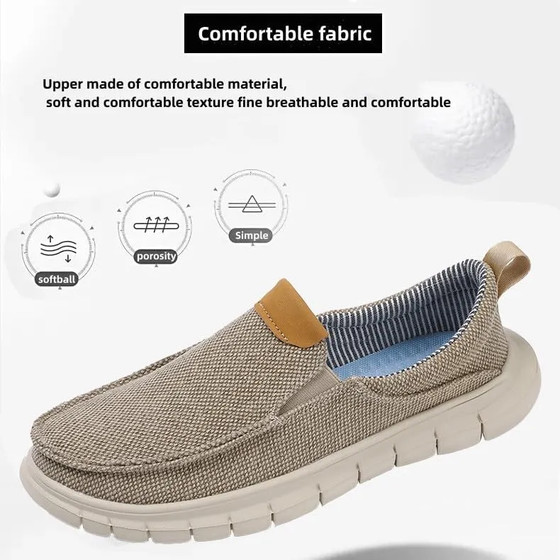 Mens Loafers Casual Slip-on Shoes - Mens Boat Shoes Comfy Lightweight Canvas Non-Slip Sneakers Walking Shoes