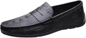 Mens Moccasins Shoe Leather Evening Tuxedo Round Toe Solid Color Non Slip Shoe Slip-on