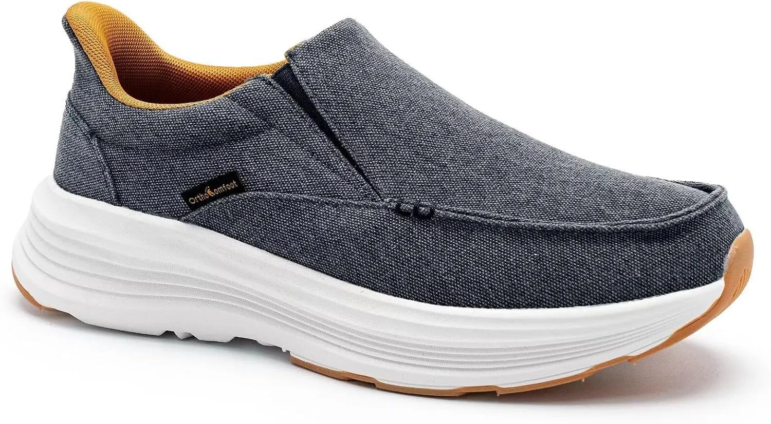 Men's Orthopedic Loafers Slip On: Outdoor Tennis Breathable Diabetic Slip-Ons for High Arch, Comfortable Plantar Fasciitis Shoes for Hammer Toes Denim Size 9.5