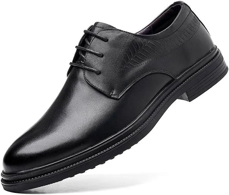 Mens Oxford Men's Luxury Genuine Leather Lace Up Oxfords Shoes Comfort Wide Pointed Toe Non-Slip Dress Shoes Breathable Casual Business Work Formal Shoes Dress Shoes(8.5)