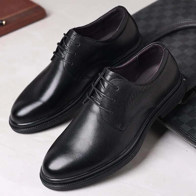 Mens Oxford Men's Luxury Genuine Leather Lace Up Oxfords Shoes Comfort Wide Pointed Toe Non-Slip Dress Shoes Breathable Casual Business Work Formal Shoes Dress Shoes(8.5)