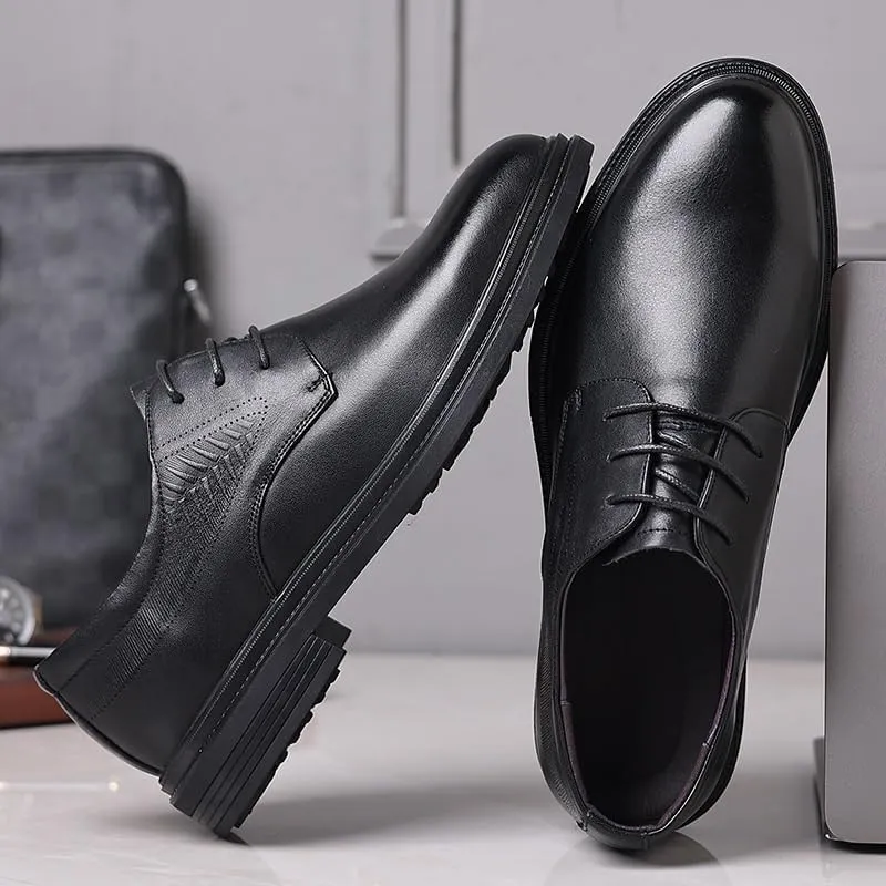 Mens Oxford Men's Luxury Genuine Leather Lace Up Oxfords Shoes Comfort Wide Pointed Toe Non-Slip Dress Shoes Breathable Casual Business Work Formal Shoes Dress Shoes(8.5)