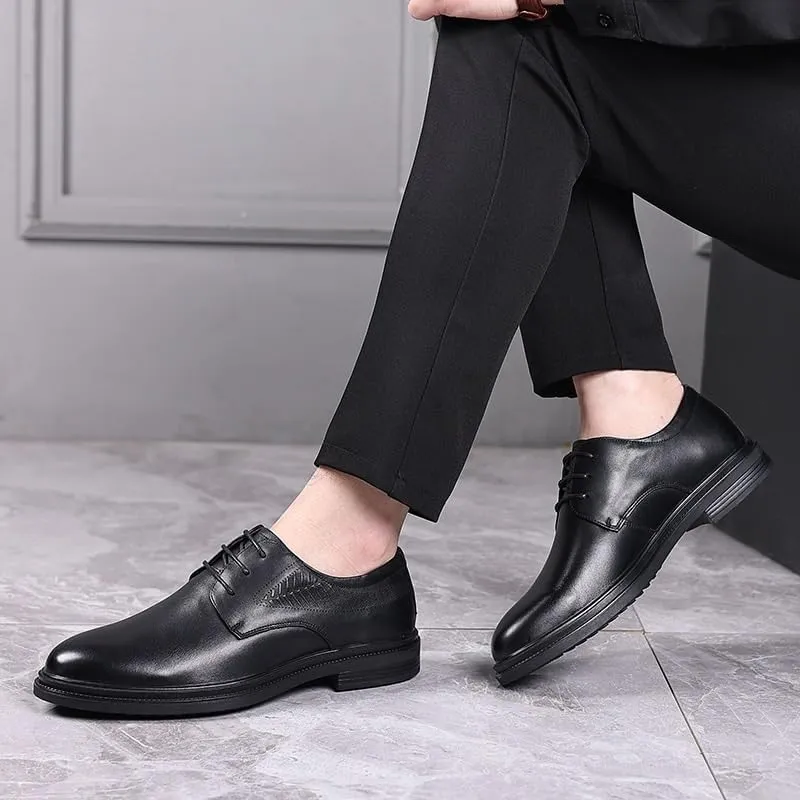 Mens Oxford Men's Luxury Genuine Leather Lace Up Oxfords Shoes Comfort Wide Pointed Toe Non-Slip Dress Shoes Breathable Casual Business Work Formal Shoes Dress Shoes(8.5)