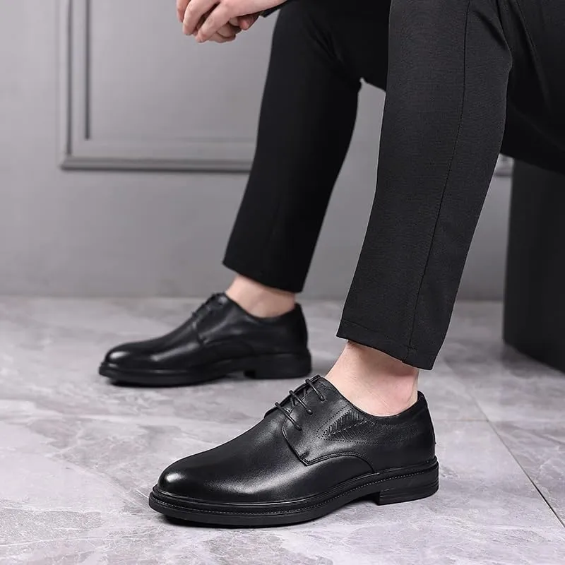 Mens Oxford Men's Luxury Genuine Leather Lace Up Oxfords Shoes Comfort Wide Pointed Toe Non-Slip Dress Shoes Breathable Casual Business Work Formal Shoes Dress Shoes(8.5)