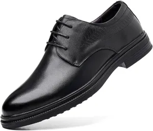 Mens Oxford Men's Luxury Genuine Leather Lace Up Oxfords Shoes Comfort Wide Pointed Toe Non-Slip Dress Shoes Breathable Casual Business Work Formal Shoes Dress Shoes(8.5)