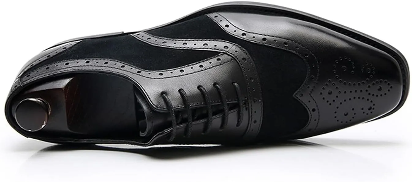 Mens Oxfords Dress Formal Shoes Genunie Leather Wingtips-Brogues Oxford Modern Business Casual Derby Fashion Prom Wedding Suit Shoes Tuxedo Shoes for Men