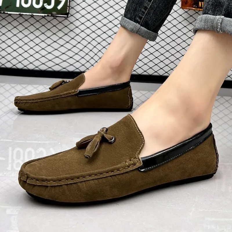 Men's Prom Shoes Faux Leather Fashion Round Toe Resistant Flexible Flat Heel Casual Slip-on