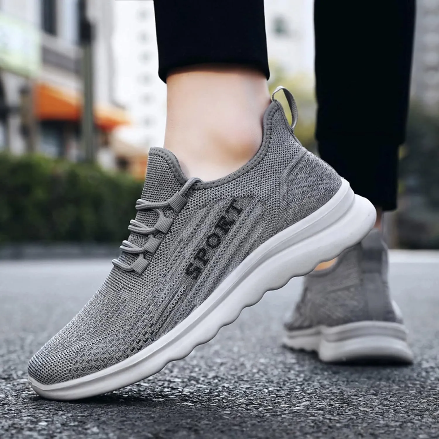 Men's Reathable Stretch Canvas Shoes Breathable Casual Comfortable Walking Sneaker Soft Flat Soled Elderly Shoes