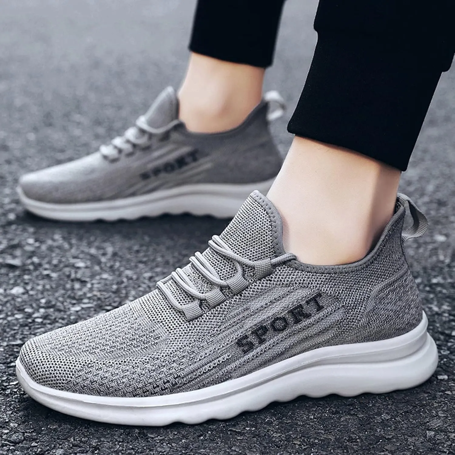 Men's Reathable Stretch Canvas Shoes Breathable Casual Comfortable Walking Sneaker Soft Flat Soled Elderly Shoes