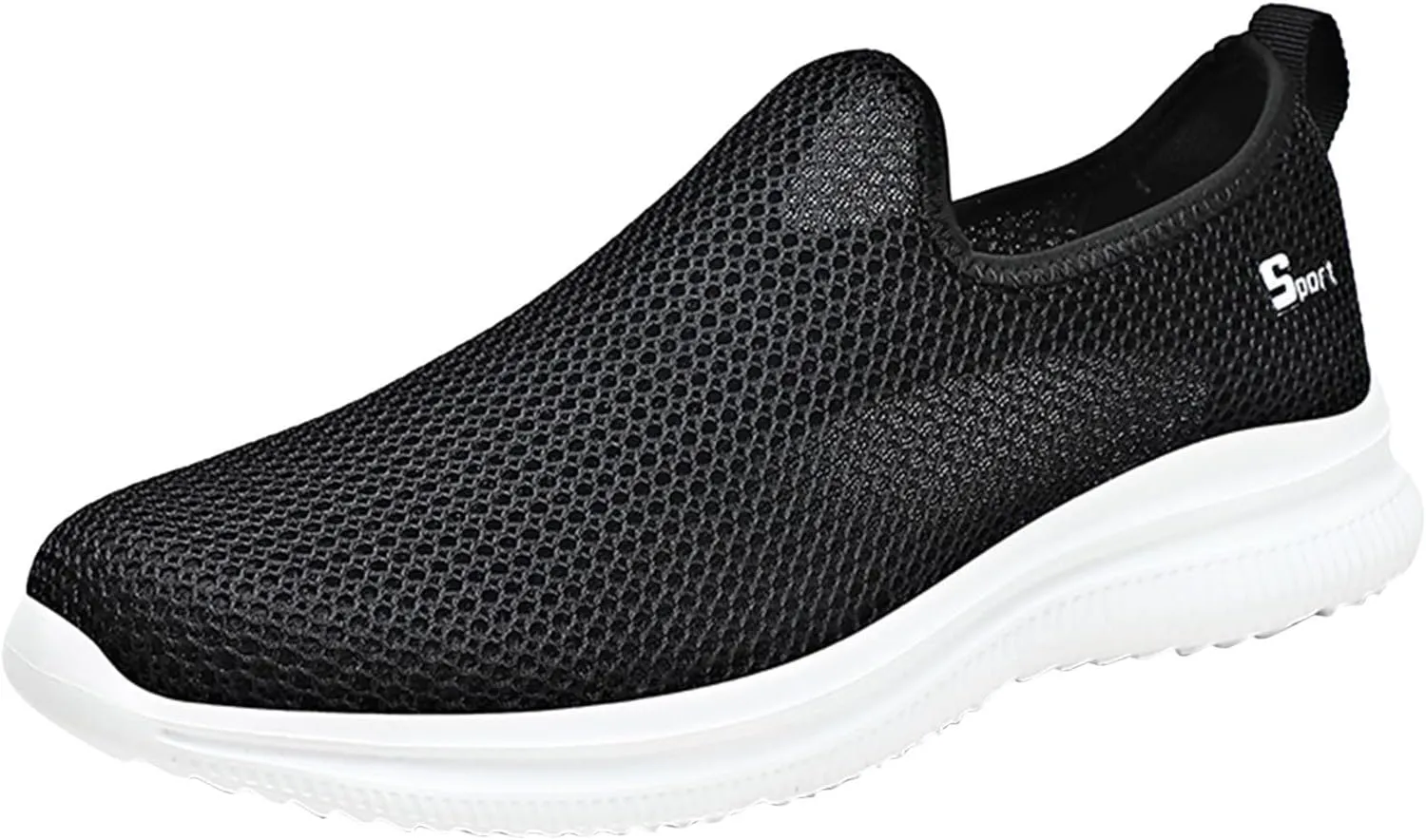 Mens Running Shoes Mesh Casual Black Shoes Black Platform Sneaker Ladies Walking Tennis Slip on Lightweight Red Tennis Shoe Loafers Casual Slip On