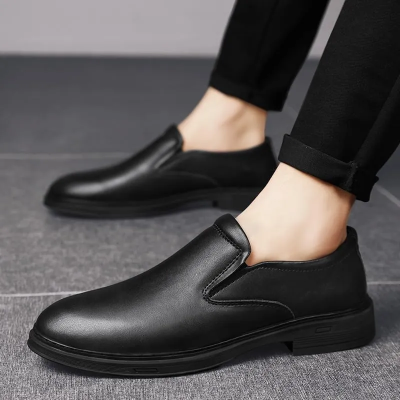 Men's Slip-on Leather Oxford Shoes, Classic Oxford Leather Dress Shoes for Men Breathable Office Shoes Wedding Footwear