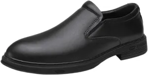 Men's Slip-on Leather Oxford Shoes, Classic Oxford Leather Dress Shoes for Men Breathable Office Shoes Wedding Footwear
