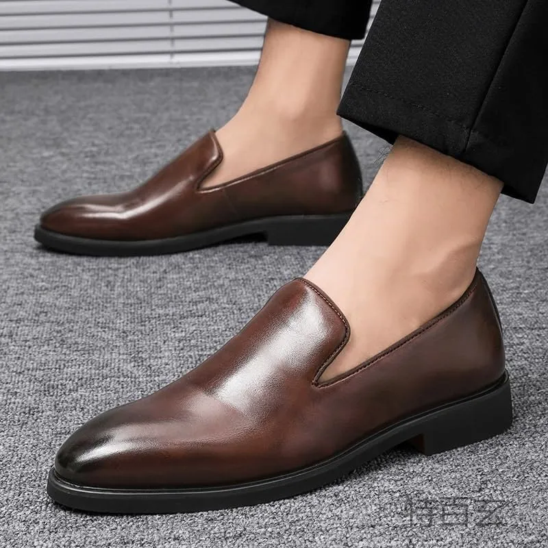 Men's Slip-Ons Loafers Lightweight All-Day Comfort Non-Slip Dress Shoes Classic Comfortable Shiny Leather Tuxedo Shoes