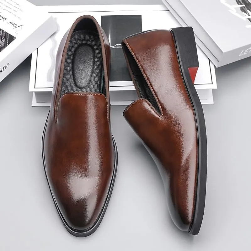 Men's Slip-Ons Loafers Lightweight All-Day Comfort Non-Slip Dress Shoes Classic Comfortable Shiny Leather Tuxedo Shoes