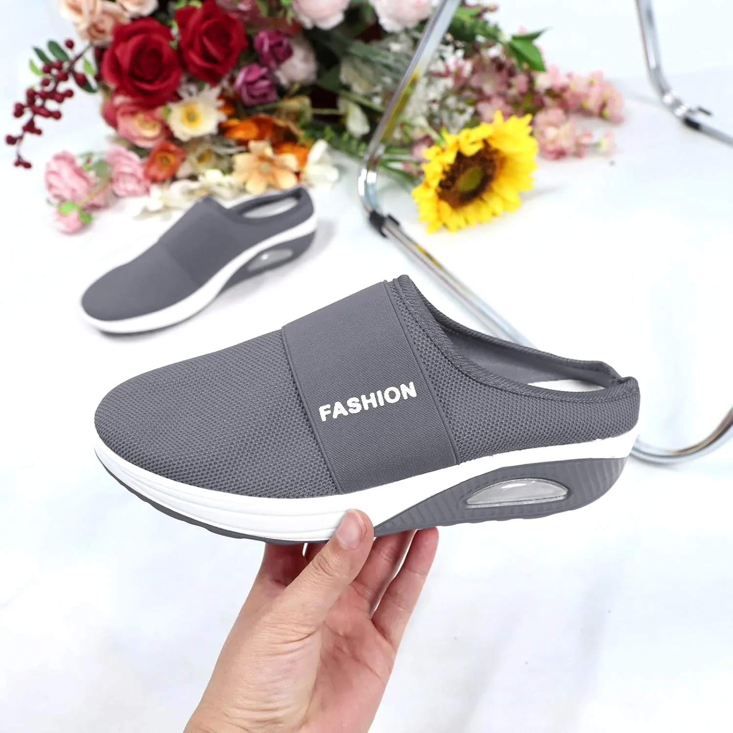 Mens Slippers with Arch Support Casual Mules Slip On Shoes Women Comfort Casual Shoes Trendy Platform Sneakers Waterproof Tennis Shoe White Loafers