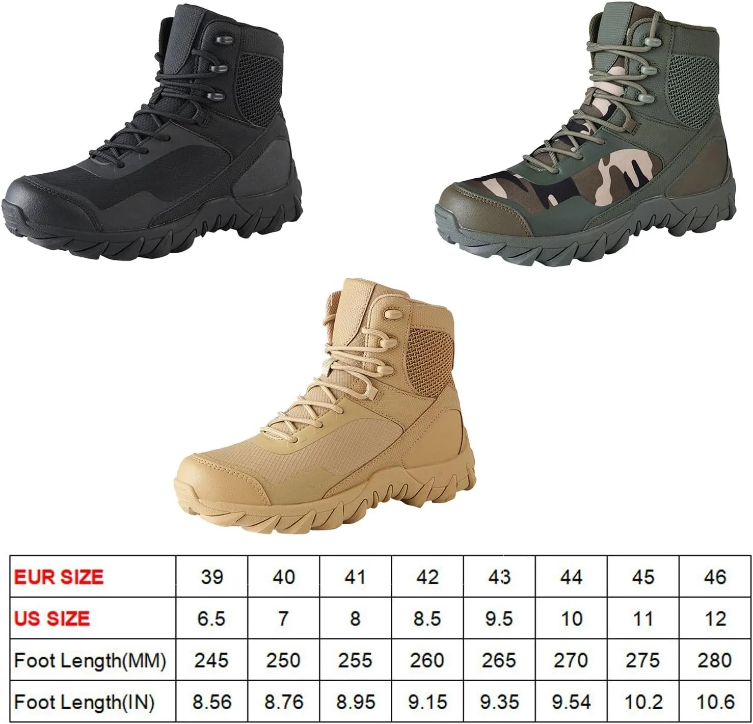 Mens Tactical Boots, Lightweight Combat Boots, Durable Suede Leather And Rubber Sole Work Boots, Waterproof Breathable Desert Boots