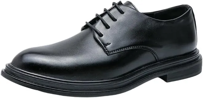 Men's Wedding Dress Shoes, Men pu Leather Casual Shoes Breathable Oxford Shoe with Heel Business Social Shoe Male