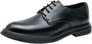 Men's Wedding Dress Shoes, Men pu Leather Casual Shoes Breathable Oxford Shoe with Heel Business Social Shoe Male