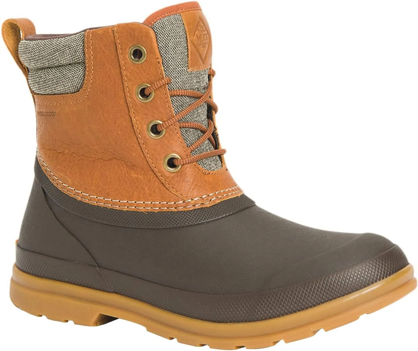 Muck Wellington Boots Women's Originals Duck Lace, TAN/DK Brown, 7