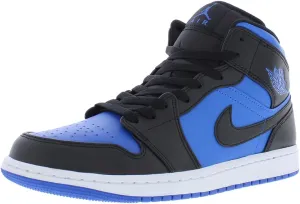 Nike Air Jordan 1 Mid Mens Shoes Size 14, Color: Black/Royal Blue/Black/White