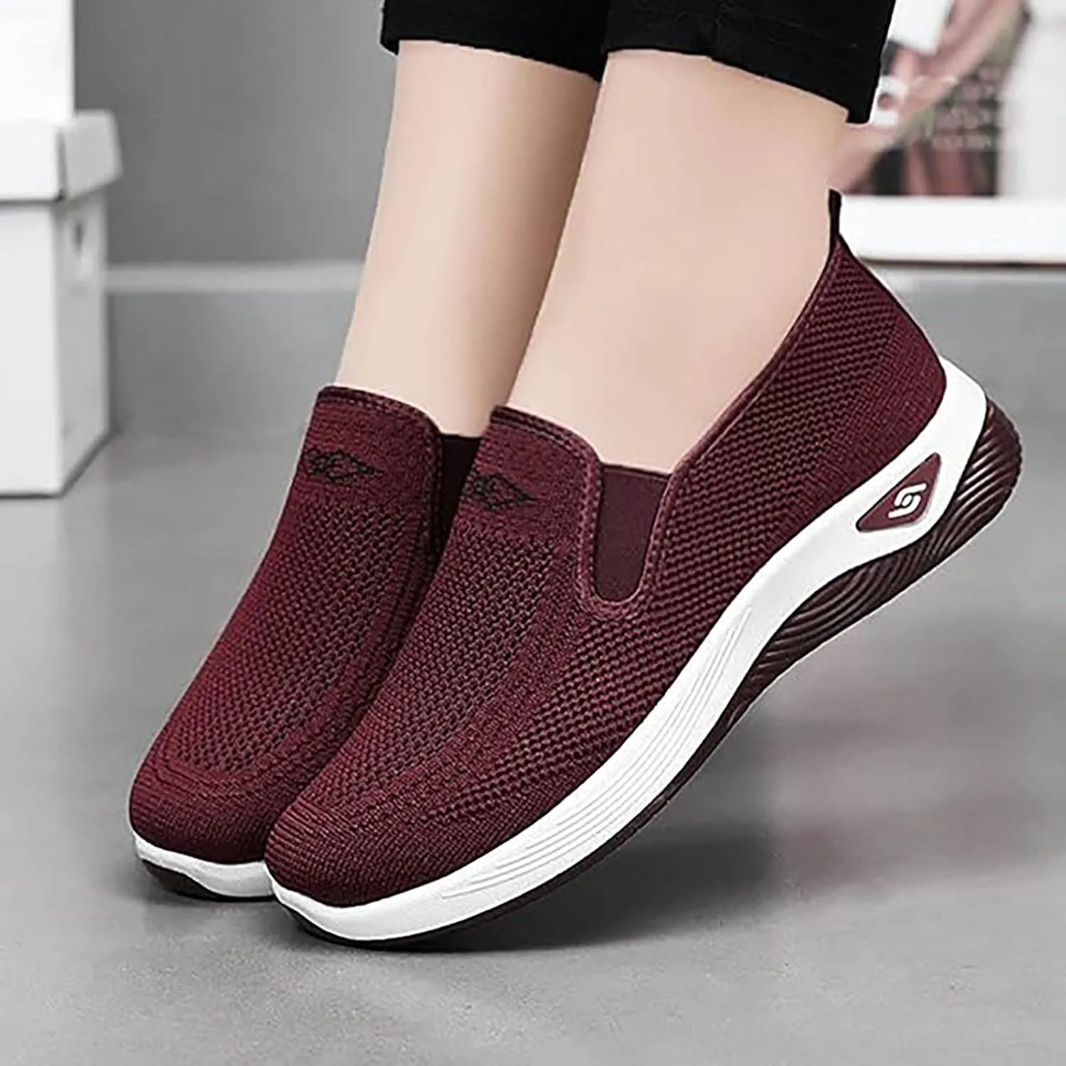 Non Slip Work Shoes Women Winter Brown Casual Shoes Fashion Sneakers Running Fashion Sneakers Tennis Walking Basketball Shoe Grip Loafers Casual Slip On